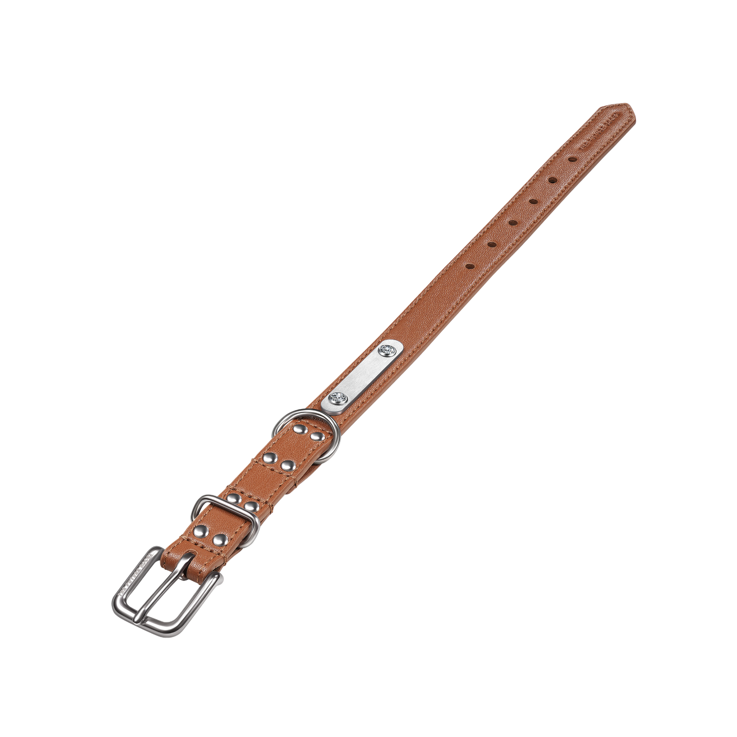 THE FUTURE ROCKS vegan leather collar with lab-grown sapphire - Brown