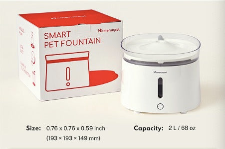 HomeRun CF20 Pet Fountain with Porcelain Plate + Wireless UVC Pump