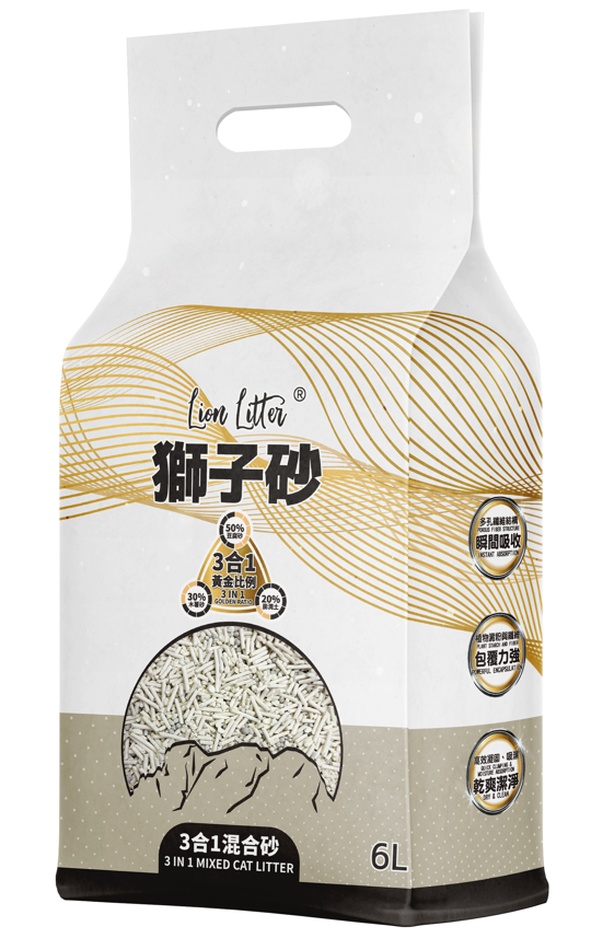 獅子砂 三合一混合砂6L【不保證真空包裝】原箱6包