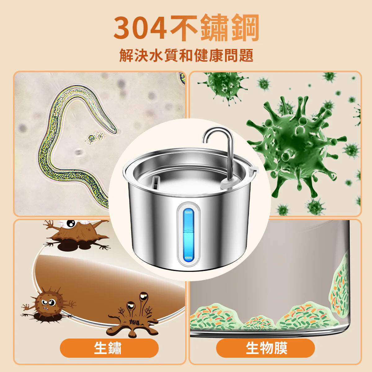 ONEISALL PWF-001 | 304不鏽鋼 2公升寵物自動飲水機