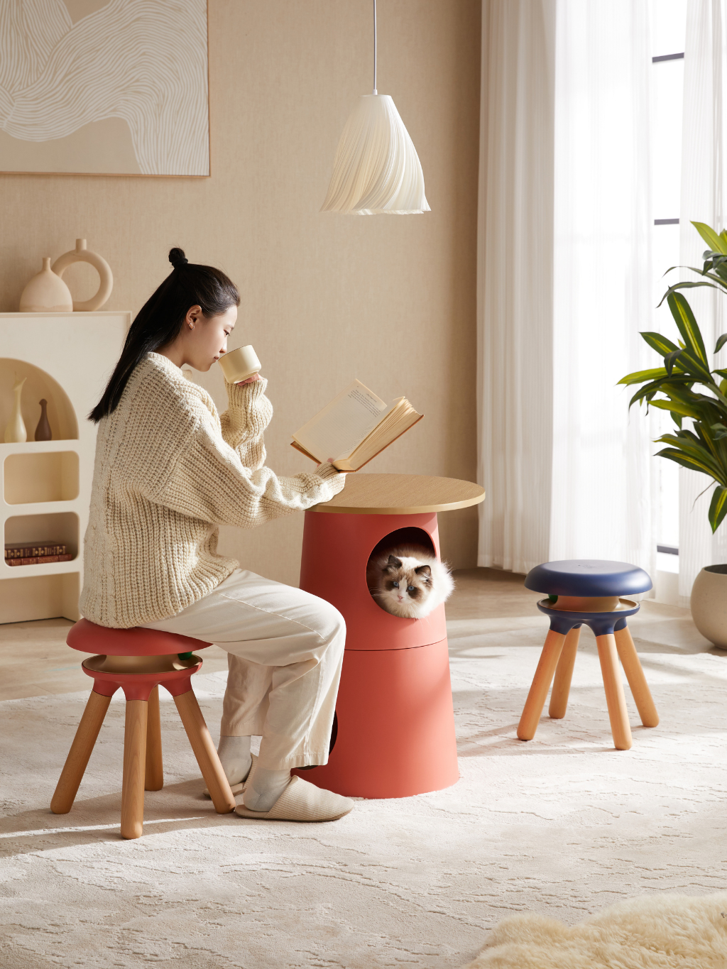 CASADOSA 多功能貓窩芝士桌   方形橡木紋