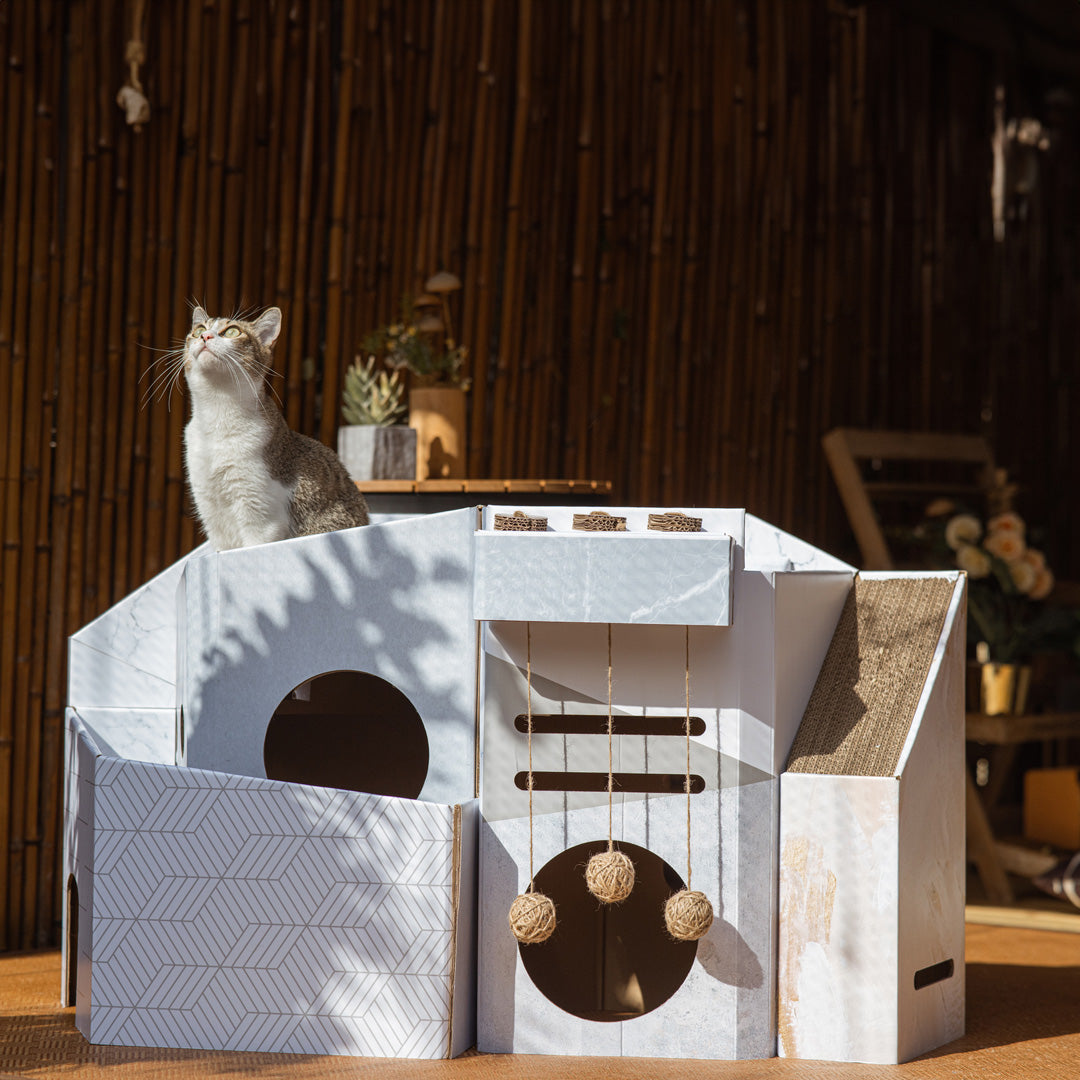 Pettellyava' Mini Cat Mansion 摺疊式貓屋 (D3 大理石別墅)