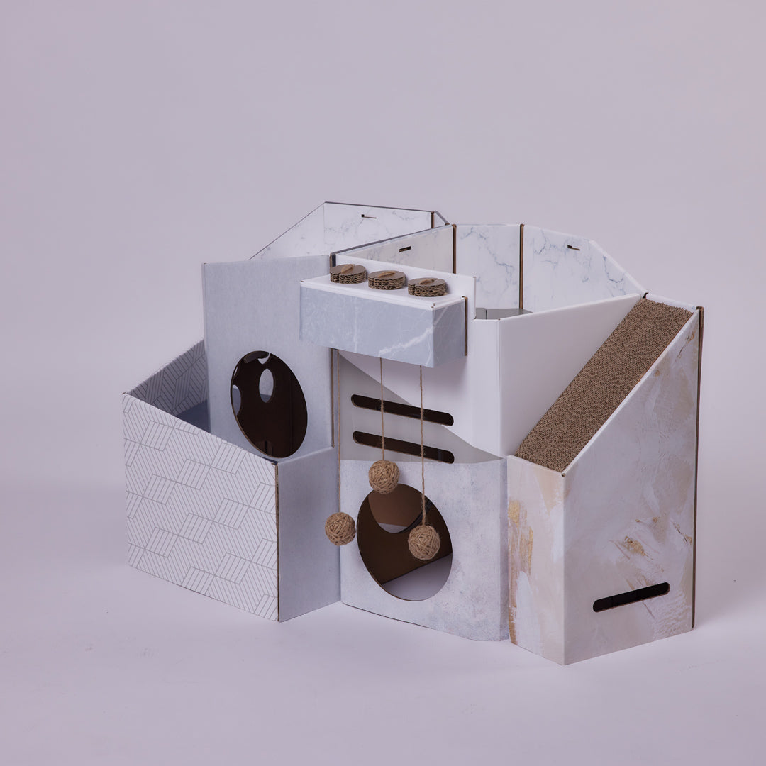 Pettellyava' Mini Cat Mansion 摺疊式貓屋 (D3 大理石別墅)
