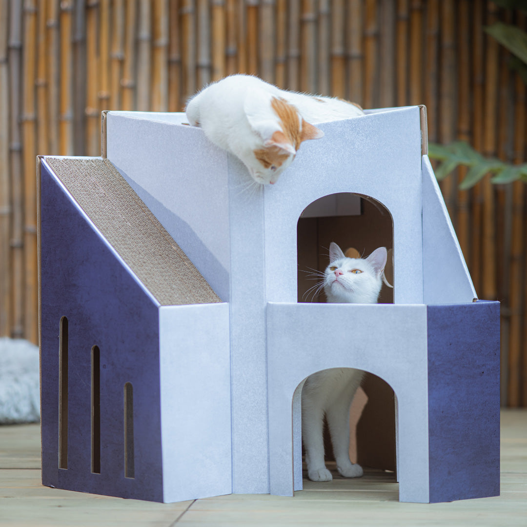 Pettellyava' Mini Cat Mansion 摺疊式貓屋 (D2 藍色莊園)