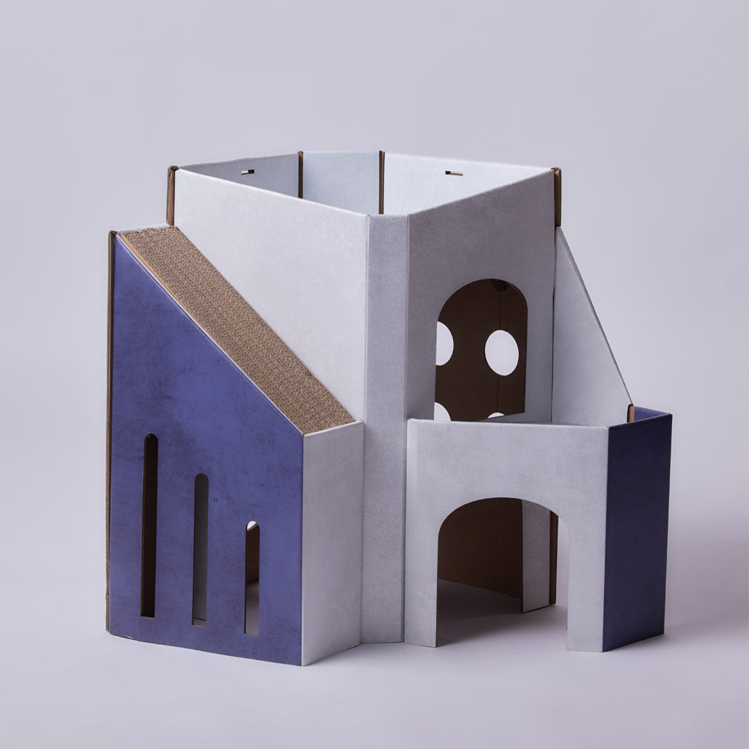 Pettellyava' Mini Cat Mansion 摺疊式貓屋 (D2 藍色莊園)