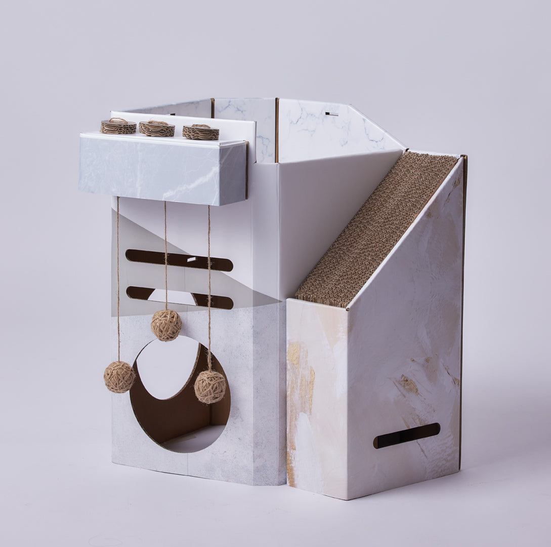 Pettellyava' Mini Cat Mansion 摺疊式貓屋 (D3 大理石別墅)