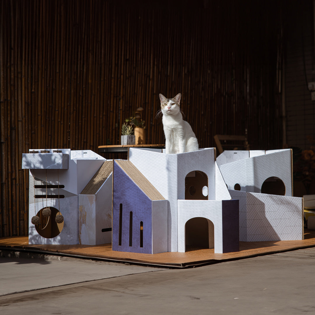 Pettellyava' Mini Cat Mansion 摺疊式貓屋 (D2 藍色莊園)