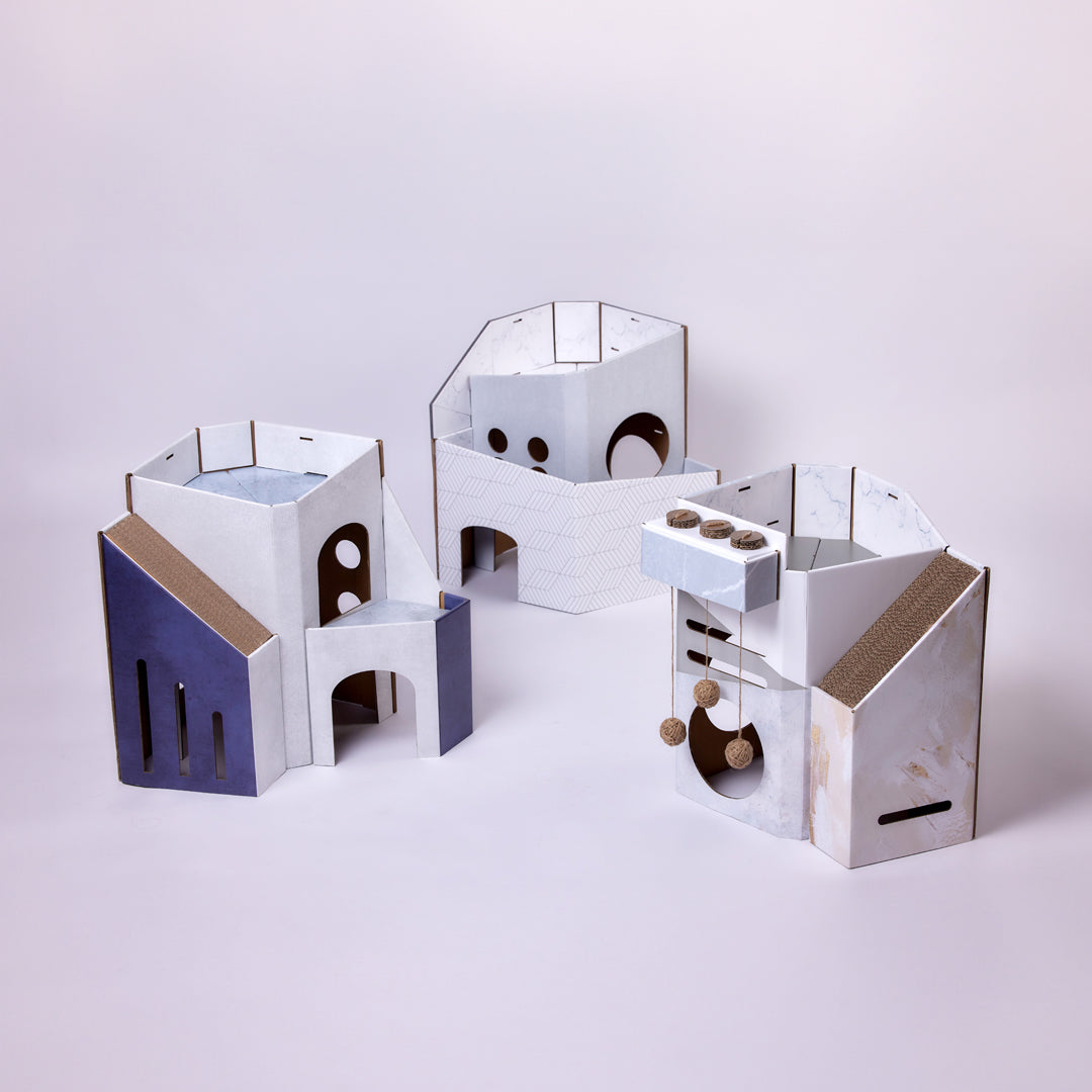 Pettellyava' Mini Cat Mansion 摺疊式貓屋 (D2 藍色莊園)