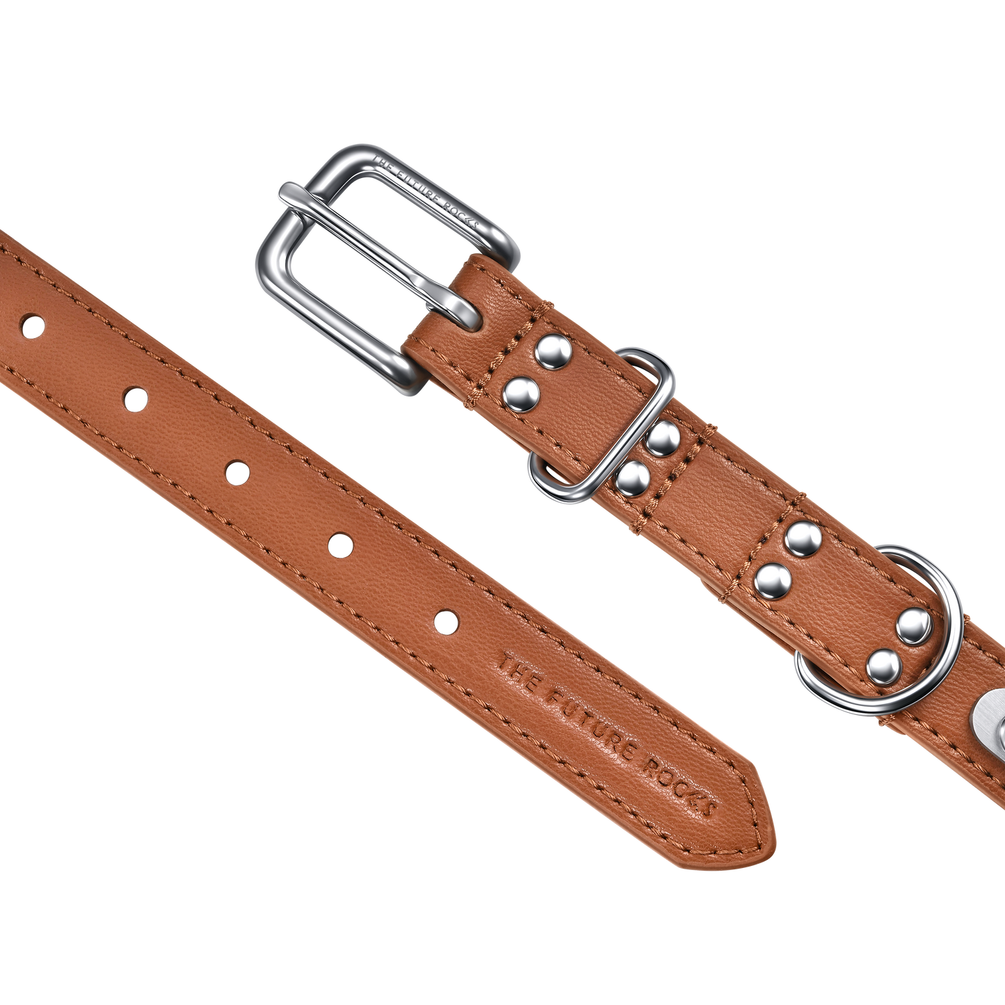 THE FUTURE ROCKS vegan leather collar with lab-grown sapphire - Brown