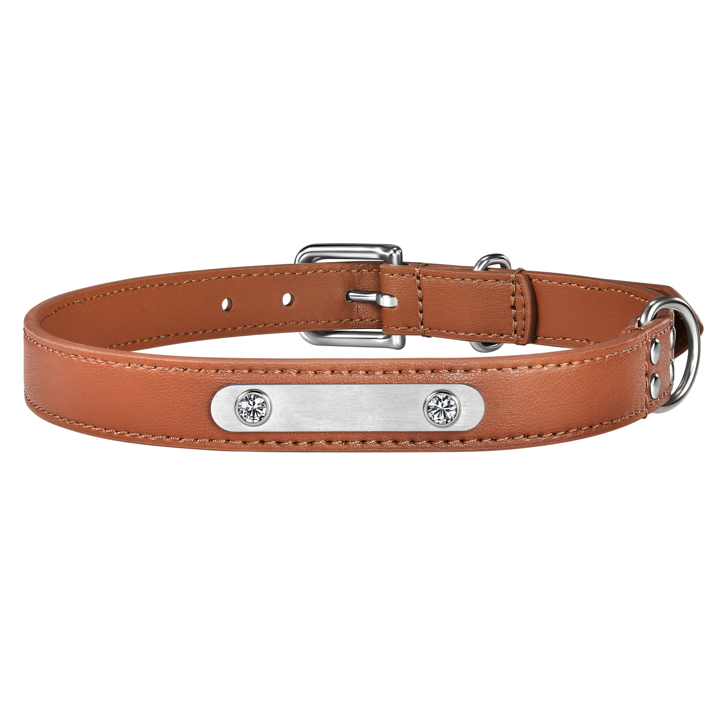 THE FUTURE ROCKS vegan leather collar with lab-grown sapphire - Brown