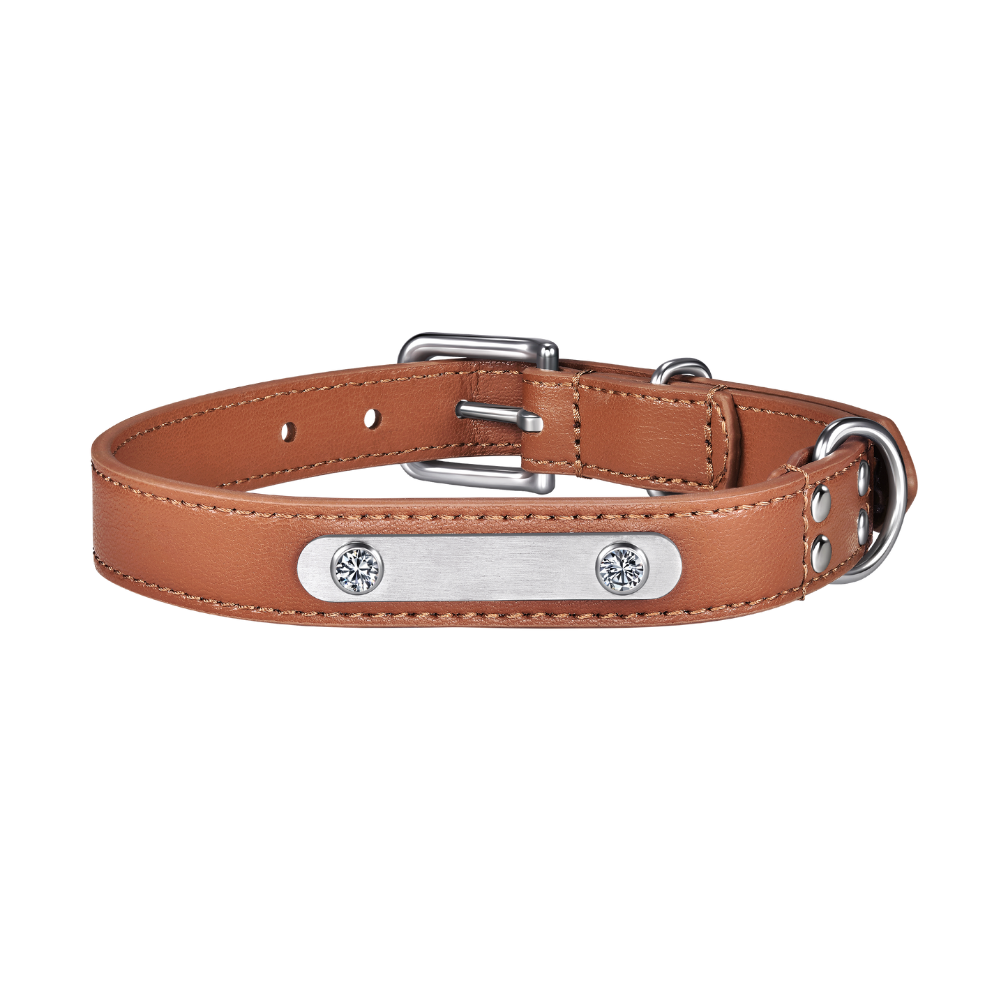 THE FUTURE ROCKS vegan leather collar with lab-grown sapphire - Brown