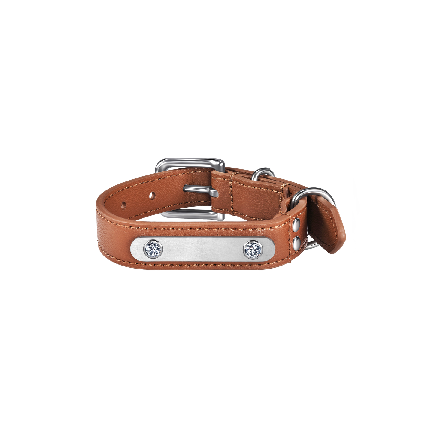 THE FUTURE ROCKS vegan leather collar with lab-grown sapphire - Brown