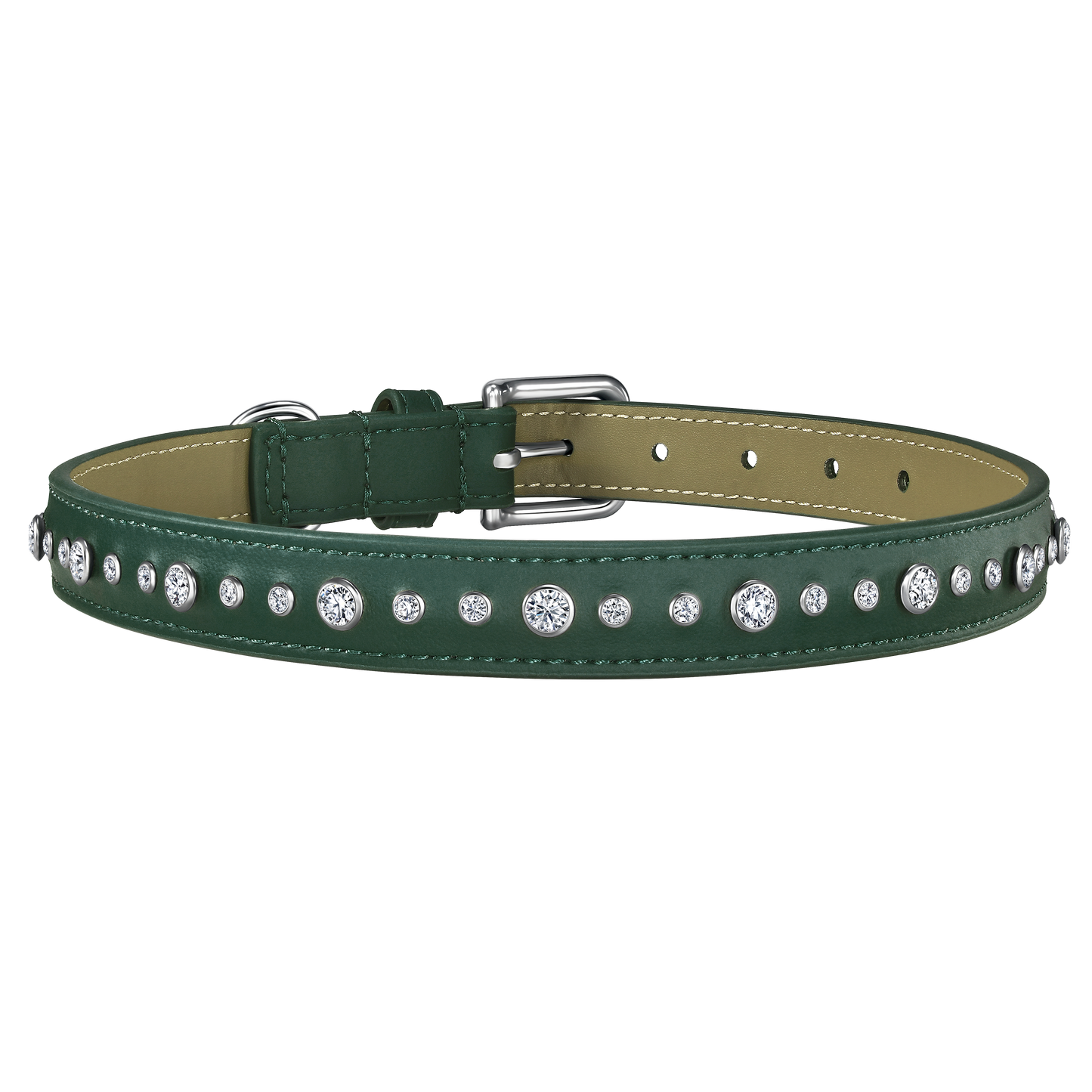 THE FUTURE ROCKS vegan leather collar with lab-grown sapphire - Green