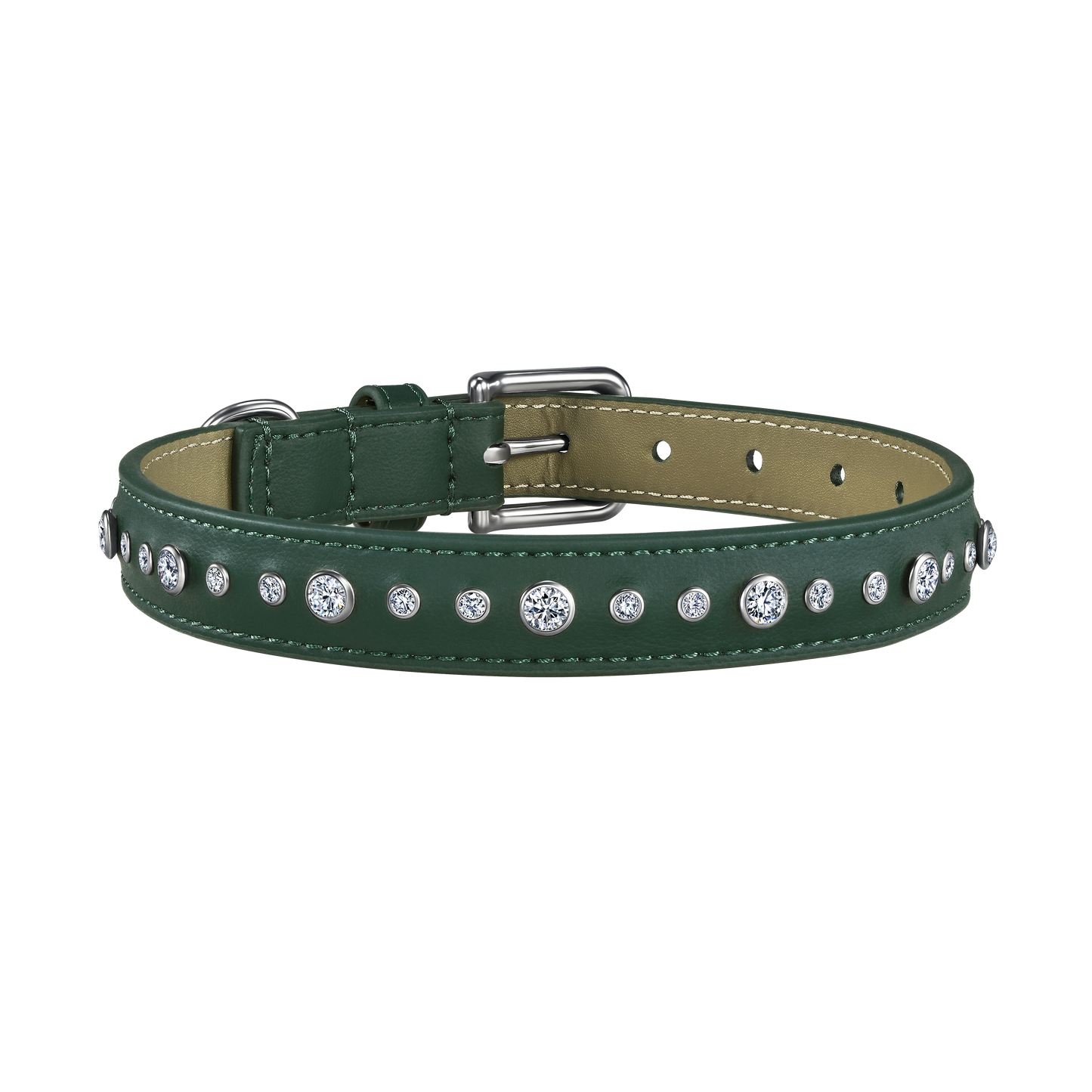 THE FUTURE ROCKS vegan leather collar with lab-grown sapphire - Green