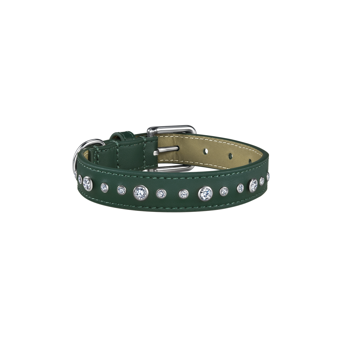 THE FUTURE ROCKS vegan leather collar with lab-grown sapphire - Green