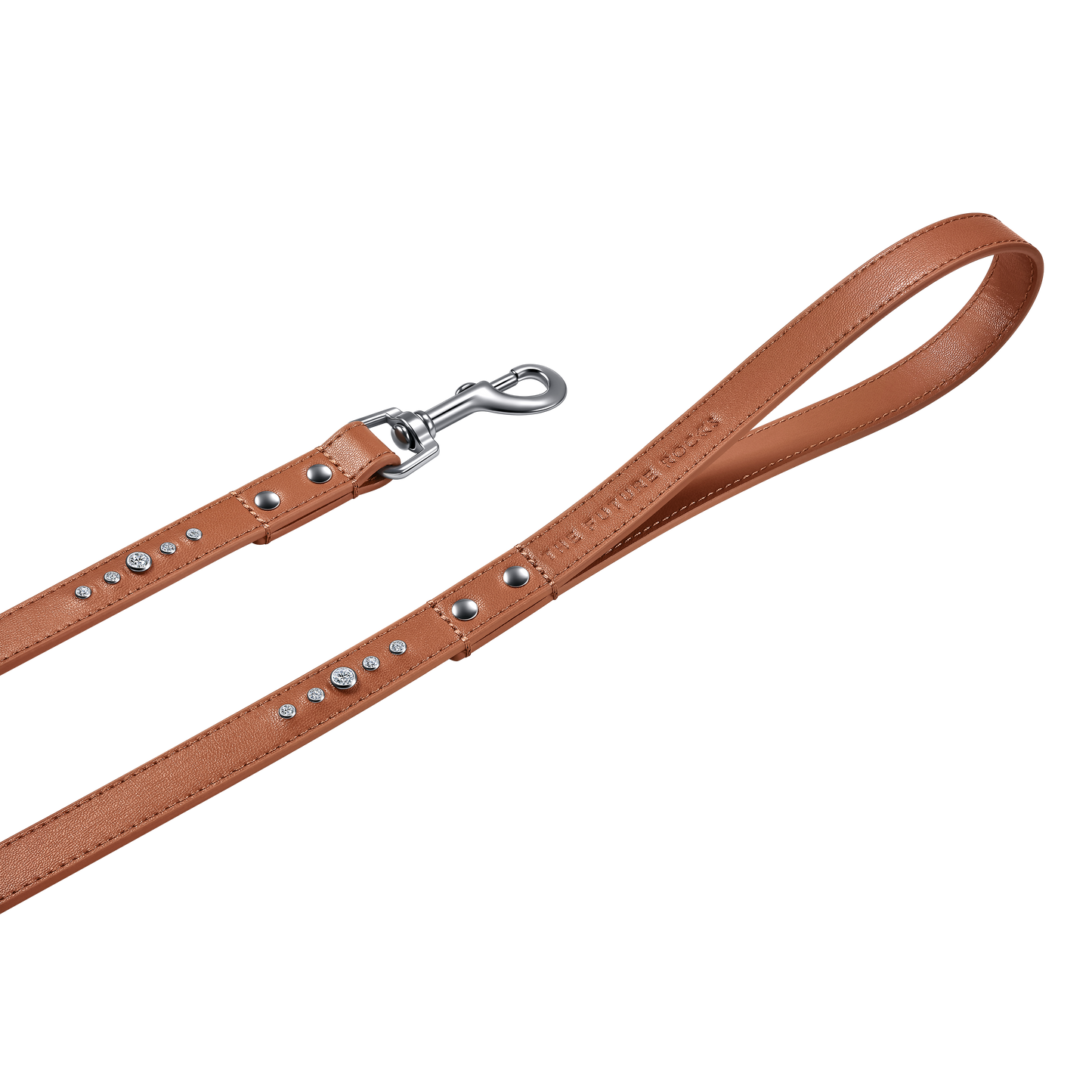 THE FUTURE ROCKS vegan leather leash with lab-grown sapphire - Brown