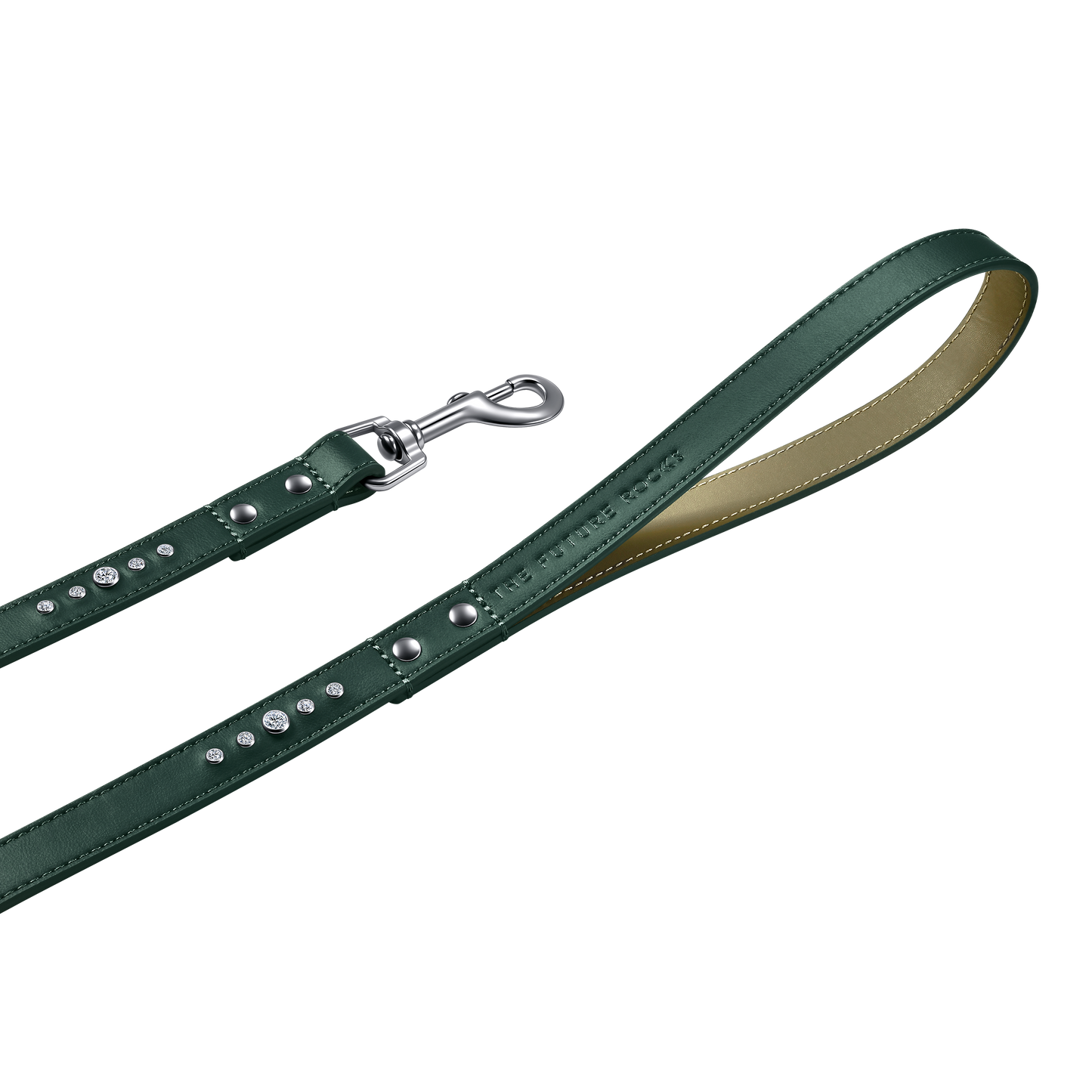 THE FUTURE ROCKS vegan leather leash with lab-grown sapphire - Green