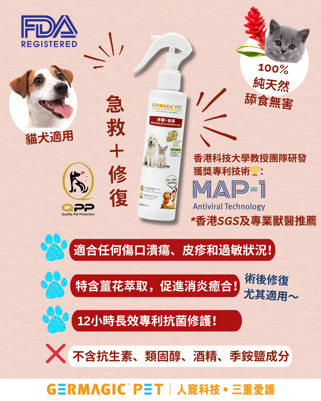 Germagic Pet Skin Healer and Repair Disinfectant For Pet