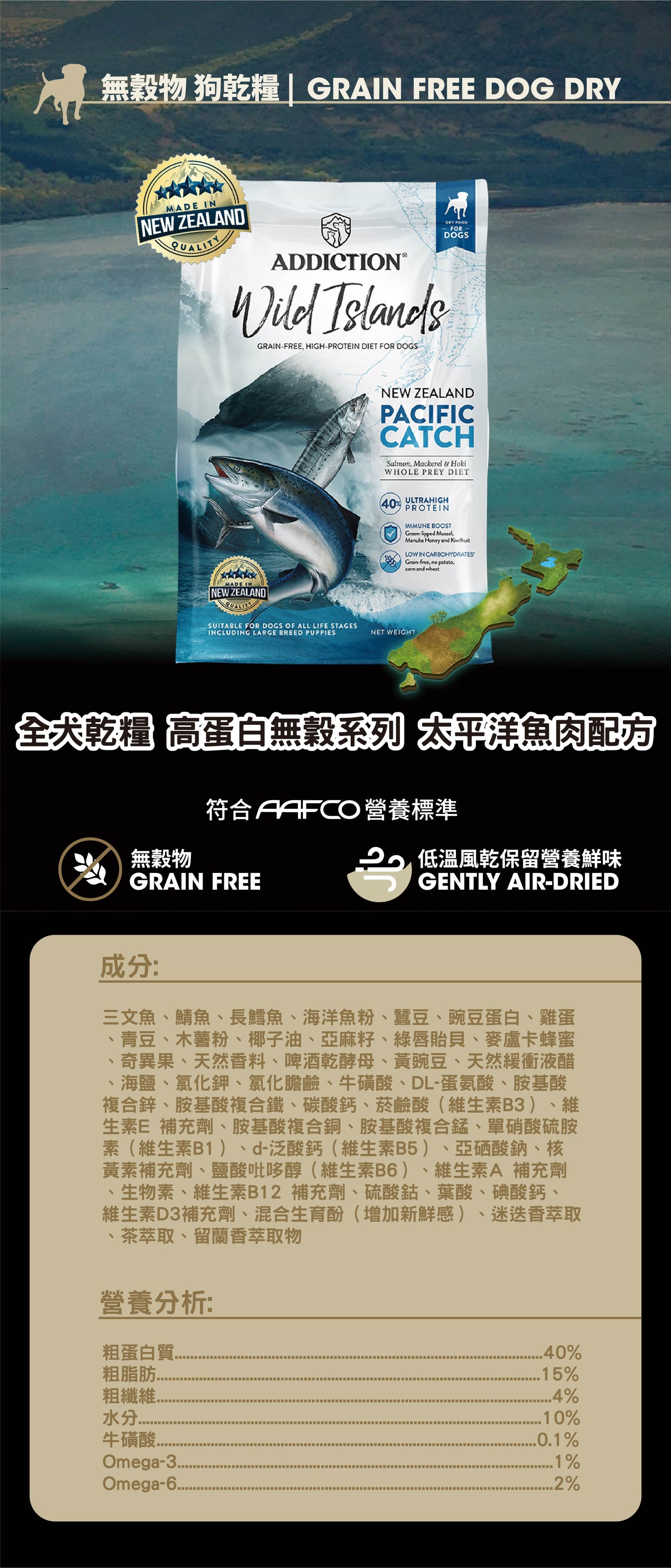 Addiction 高蛋白無穀物系列 全犬太平洋魚肉配方．20lb