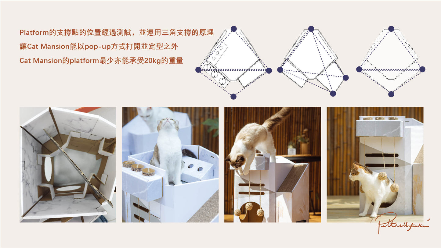 Pettellyava' Mini Cat Mansion 摺疊式貓屋 (D3 大理石別墅)